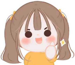 👍 Dessin animé, Mignon, Fille, Animé, Kawaii, Personnage whatsapp sticker