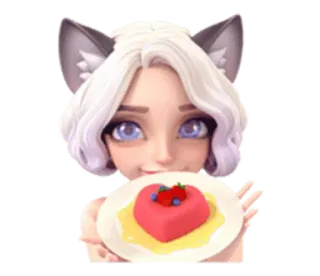 ❤️ Аниме, Кошачьи ушки, Десерт, Сердце, Торт, Милый telegram sticker