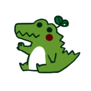 👌 cá sấu, động vật, hoạt hình, dễ thương, xanh lá, cá sấu mõm ngắn, lá cây telegram sticker