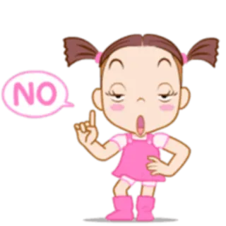 👎 NO chica, dibujos animados, no, desacuerdo, rechazo, rosa whatsapp sticker