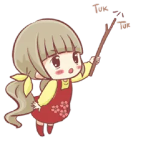 😮 Tok Tok desenho animado, fofo, menina, chibi, stick, tok tok telegram sticker