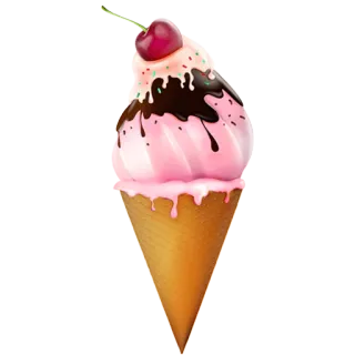 🍦 Мороженое, Десерт, Лакомство, Рожок, Вишня, Розовый, Сладкий, Еда telegram sticker