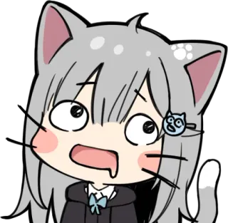 🤤 Fille anime, Neko, Mignon, Choqué, Drôle, Surpris, Kawaii telegram sticker