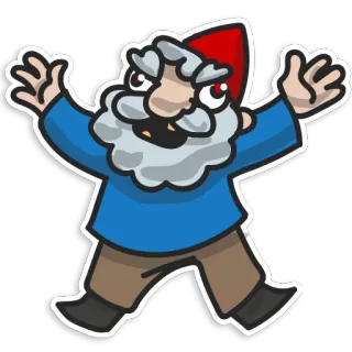 😜 gnomo, dibujo animado, enojado, divertido, personaje telegram sticker