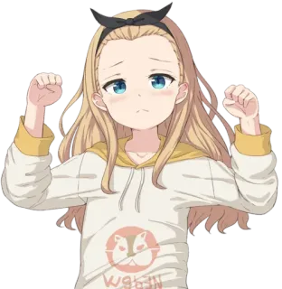 😍 WGBN chica anime, rubia, sudadera con capucha, linda, ilustración telegram sticker