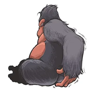 🤙 Gorilla, Affe, Tier, Cartoon, sitzend, Primat telegram sticker
