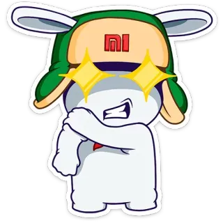 😡 MI Hase, Figur, Hut, Maskottchen, Logo, Cartoon whatsapp sticker