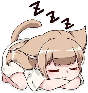 ✨ ZZZZ спящий, девушка-кошка, аниме, манга, сонный, кошачьи ушки, zzz whatsapp sticker