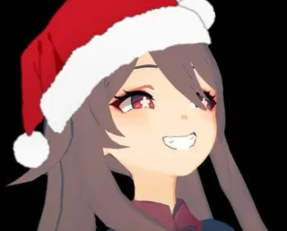 😁 Anime, Desenho animado, Personagem, Natal, Gorro de Papai Noel, Sorriso telegram sticker