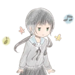 😊 Cô gái anime, Phim hoạt hình, Dễ thương, Nốt nhạc, Nghệ thuật số, Manga telegram sticker