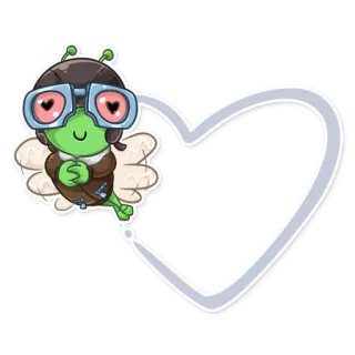 😍 amor, coração, piloto, desenho animado, inseto, óculos telegram sticker