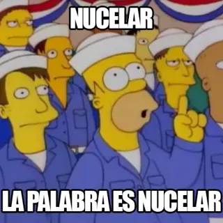 ☝ Homer Simpson The Simpsons NUCELAR
LA PALABRA ES NUCELAR simpson, cartoni animati, nucleare, spagnolo, meme, homer telegram sticker