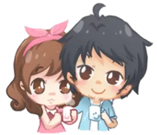 ☕ cartoon, couple, cute, romance, kawaii, love, relationship whatsapp sticker