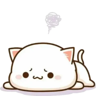 🐼 кот, грустный, милый, стикер, мультфильм, белый, очаровательный telegram sticker