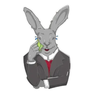 😂 coniglio, coniglio, smoking, piangere, soldi, antropomorfo whatsapp sticker