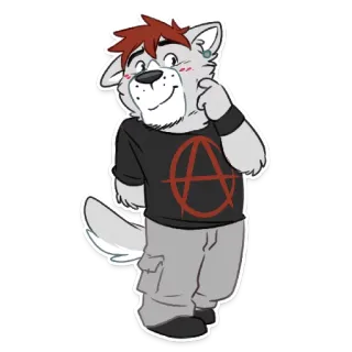 😚 furry, anthro, wolf, anarchy, punk, cartoon whatsapp sticker