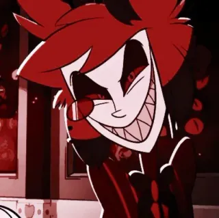 🧨 Alastor Hazbin Hotel alastor, hazbin hotel, radio demon, sorridente, rosso, cartone animato telegram sticker