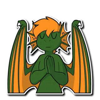 🙏 Anime, Ilustração, Sticker, Dragão, Asas, Desenho animado telegram sticker