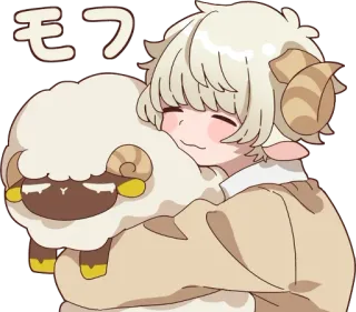 ☺️ モフ oveja, anime, lindo, personaje, dibujos animados, ilustración whatsapp sticker