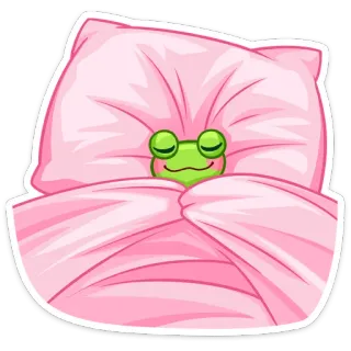 ☺️ rana, dormilón, almohada, lindo, dibujo animado, animal whatsapp sticker