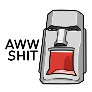 😡 AWW SHIT Moai, Isola di Pasqua, Statua, Meme, Espressione telegram sticker