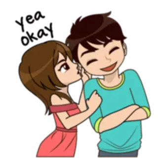 ☺️ アニメ, カップル, ロマンス, 愛, キス, 女の子, 男の子 telegram sticker