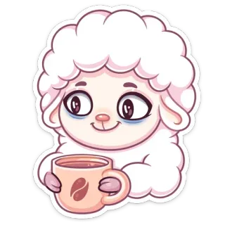 ☕️ овца, кофе, милый, животное, мультфильм, каваи telegram sticker
