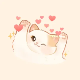 ✨ gato, fofo, kawaii, animal, corações, desenho animado telegram sticker