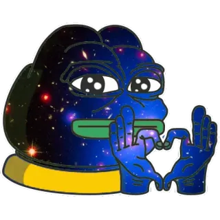 💙 Pepe the Frog 개구리, 밈, 은하, 우주, 귀여운 telegram sticker