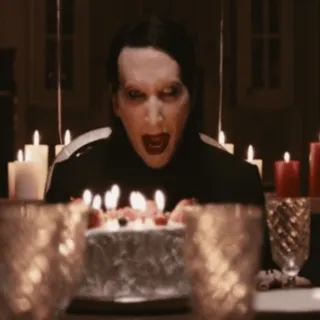 🌟 Marilyn Manson мэрилин мэнсон, торт, свечи, день рождения, певец, музыкант telegram sticker