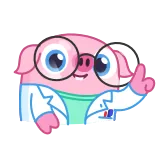 🤓 豚, 科学者, かわいい, 動物, 研究室 telegram sticker