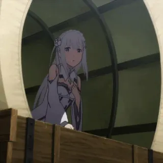 🤍 Emilia Re:Zero anime, femmina, capelli bianchi, carino telegram sticker