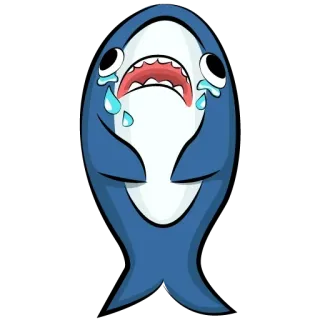 😌 requin, pleurer, triste, emoji, dessin animé, animal telegram sticker