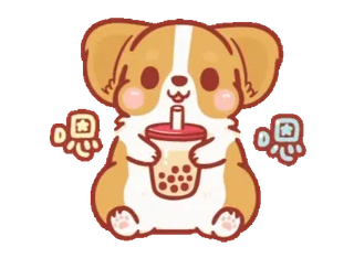 🥤 嗟 собака, бабл ти, корги, милый, каваий telegram sticker
