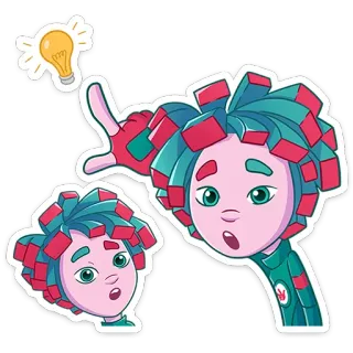 ⭐ cartoon, light bulb, character, idea, cute, illustration telegram sticker