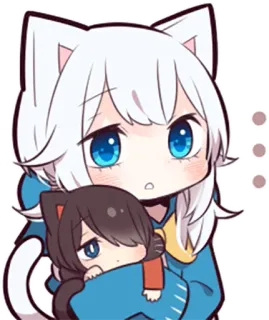 😮 Anime, Garota gato, Mangá, Chibi, Kawaii, Fofo, Desenho animado telegram sticker