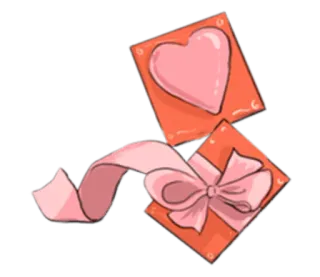 💌 하트, 사랑, 선물, 증정품, 리본, 매듭, 발렌타인데이, 로맨틱 whatsapp sticker