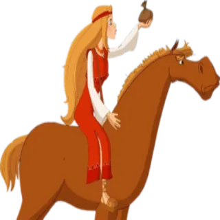 😶 koń, dziewczyna, jazda konna, kreskówka, zwierzę telegram sticker