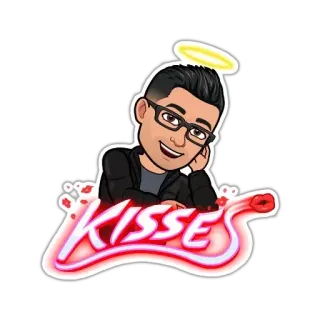 😘 Kisses поцелуи, мультфильм, любовь, привязанность, Bitmoji, ореол telegram sticker