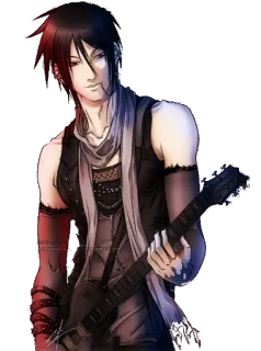 🎸 emo, goth, guitar, scarf, anime, music telegram sticker