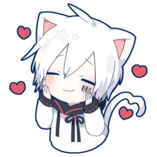 🥰 anime, cat, kawaii, cute, sticker, heart telegram sticker