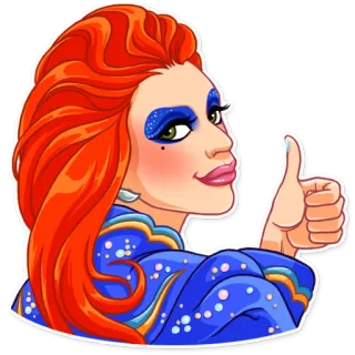 👍 thích, phụ nữ, tóc đỏ, tích cực, tán thành, nhãn dán telegram sticker