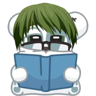 🤓 cartoon, reading, book, glasses, character, anime, cute whatsapp sticker
