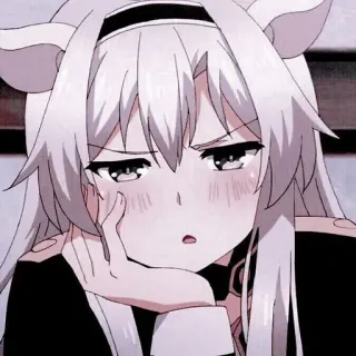 🙄 anime, girl, cute, expression, ears, white hair telegram sticker