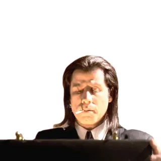 🙏 Vincent Vega Pulp Fiction film, john travolta, fumare, abito, valigetta telegram sticker