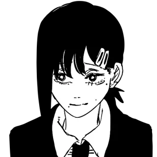 😏 Kobeni Higashiyama Chainsaw Man 애니메이션, 만화, 코베니, 체인소 맨, 스티커, 흑백 telegram sticker