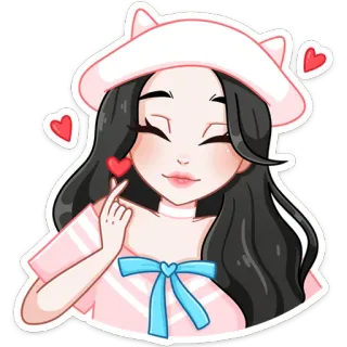 🥰 애니메이션 여자, 귀여운, 하트, 만화, 카와이, 스티커 telegram sticker