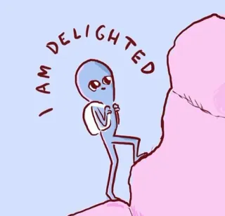 ☺️ I AM DELIGHTED 宇宙人, 喜んでいる, クライミング, かわいい, 楽観的, 漫画 telegram sticker