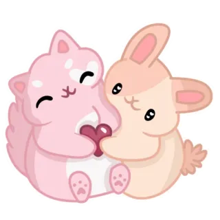 ❤️ น่ารัก, สัตว์, คาวาอิ, กระต่าย, แมว, รัก, หัวใจ telegram sticker