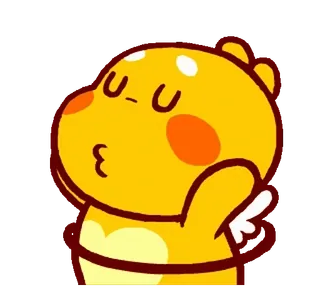 ๐บ imut, kuning, binatang, kartun, ciuman telegram sticker